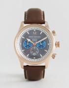 Jack Mason Nautical Chronograph Leather Watch In Brown 42mm - Brown