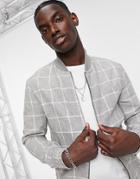 Devils Advocate Coordinating Gray Check Bomber Jacket-grey