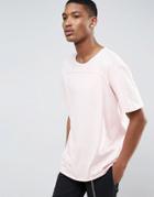 Pull & Bear Longline T-shirt In Washed Pink - Pink