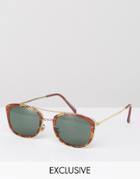 Reclaimed Vintage Square Aviator Sunglasses In Tort - Brown