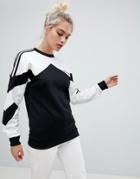 Adidas Originals Authentic Sweatshirt With Contrast Panel In White And Black - Multi