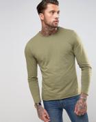 Another Influence Basic Raw Edge Long Sleeve Top - Green