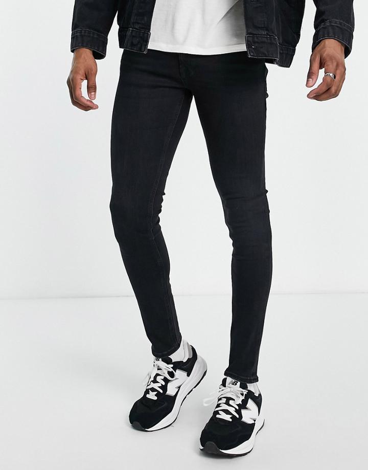 Jack & Jones Intelligence Tom Super Skinny Jeans In Washed Black