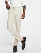 Gianni Feraud Wedding Slim Fit Linen Suit Pants-brown