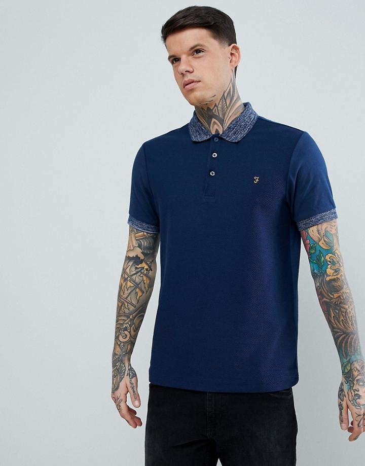 Farah Boggart Slim Fit Textured Polo In Navy - Navy