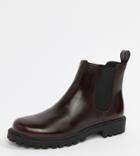 Monki Faux Leather Chelsea Boots In Burgundy - Black