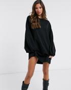Asos Design Oversized Sweatshirt Dress With Jumbo Sleeves In Black