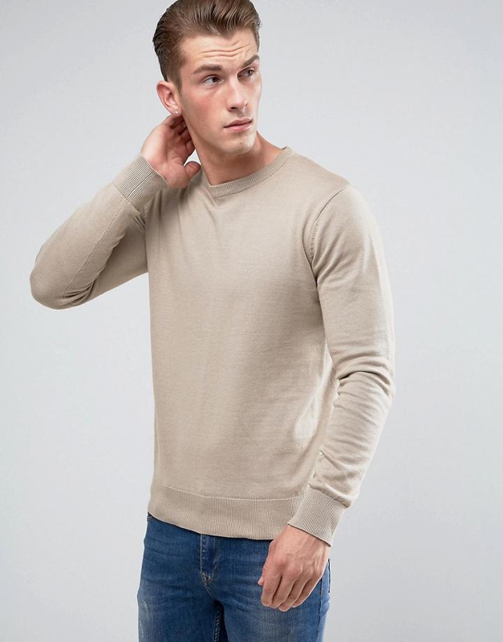Brave Soul Crew Neck Sweater - Beige