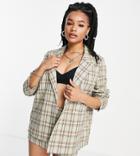 Heartbreak Petite Double Breasted Blazer In Sage Check - Part Of A Set-multi