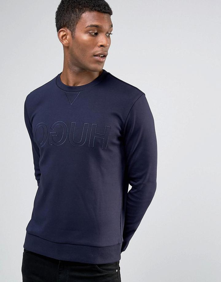 Hugo By Hugo Boss Crew Sweatshirt Embroid Logo - Navy