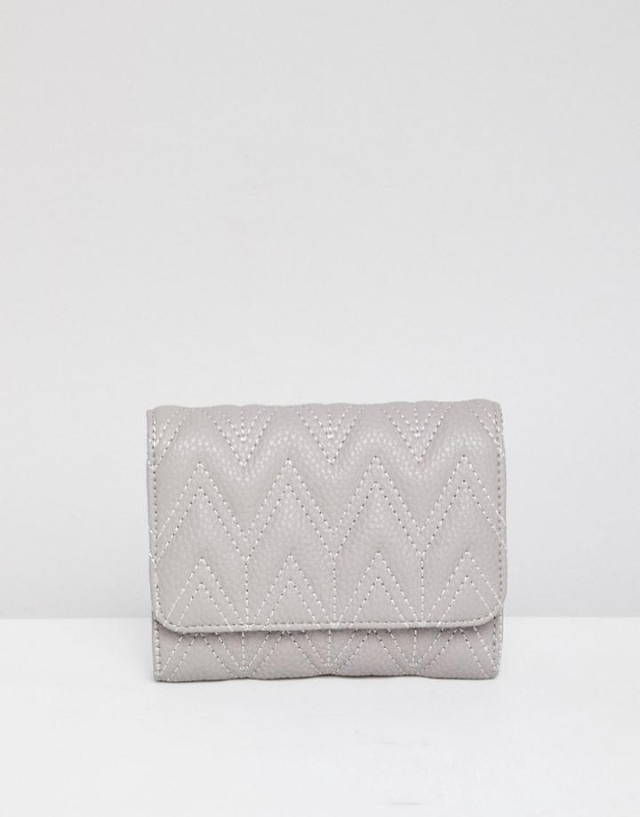 Asos Design Zig Zag Quilt Purse - Gray