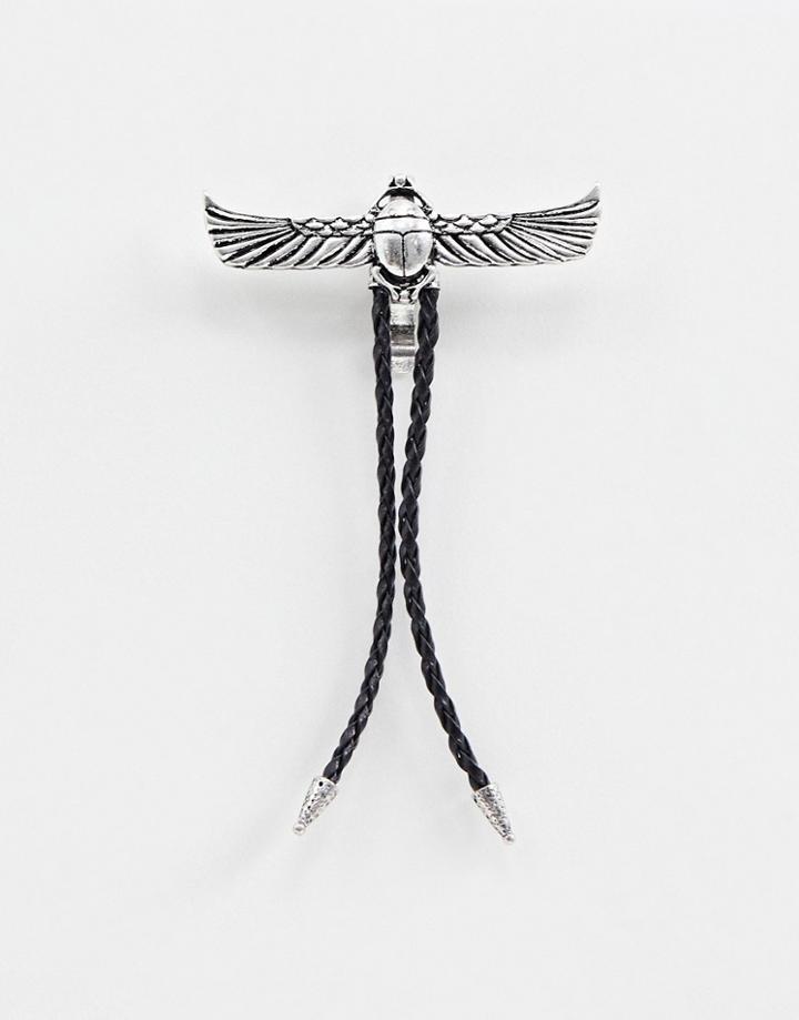 Reclaimed Vintage Wing Collar Brooch In Burnished Silver - Silver