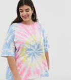 Asos Design Curve Relaxed T-shirt In Pastel Tie Dye - Multi