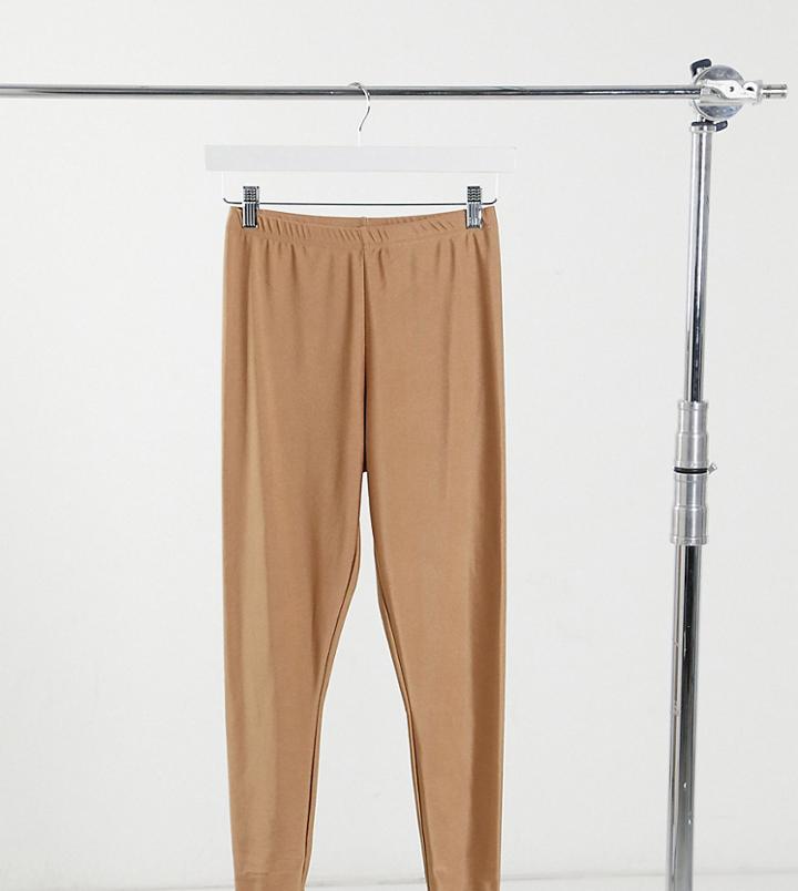 Asos Design Petite Disco Legging In Tan-neutral