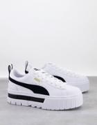 Puma Mayze Platform Sneakers In White And Black