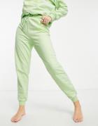 Asos Design Lounge Smiley Sweatpants In Lime - Part Of A Set-green