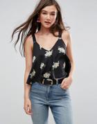 Asos Cropped Swing Cami In Floral - Multi