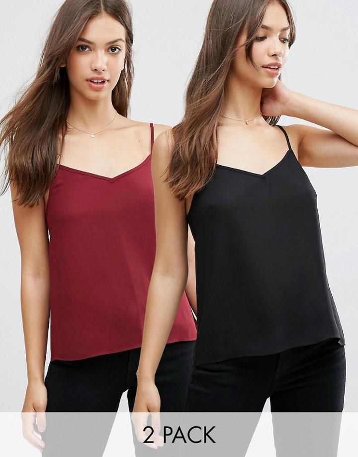 Asos Woven Cami Top 2 Pack - Black