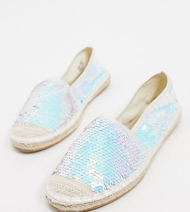 Simply Be Wide Fit Sequin Espadrille-silver