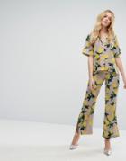 Aeryne All Over Printed Wide Pants With Side Splits - Multi