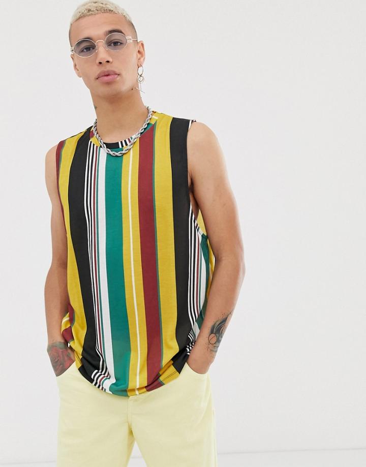 Urban Threads Striped Sleeveless T-shirt Tank-multi