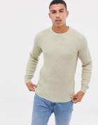 Jack & Jones Originals Knitted Sweater With Ribbed Detail - Cream