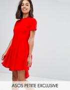 Asos Petite Skater T-shirt Dress With Woven Cotton Hem - Multi