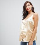 Asos Design Maternity Tie Shoulder Satin Cami With Button Detail In Star Print-multi