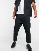 Asos Design Drop Crotch Cargo Pants With Toggle-black