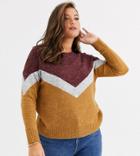 Vero Moda Curve Chevron Print Sweater-brown