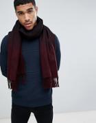 Asos Design Blanket Scarf In Burgundy Ombre - Red