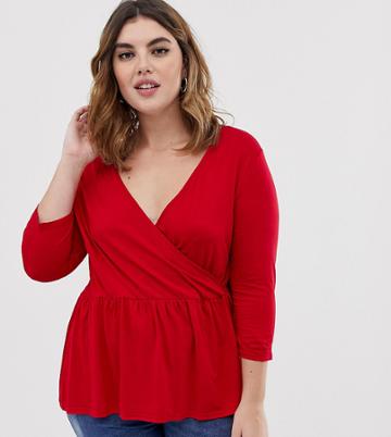 Koko Jersey Wrap Top - Red