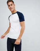 Asos Design Muscle Fit T-shirt With Contrast Raglan - Multi