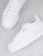 Puma Mayze Platform Sneakers In White And Beige