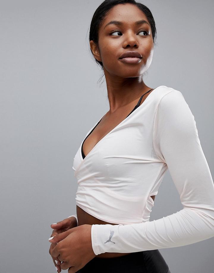 Puma Dance Wrap Crop Top In Pink - Pink