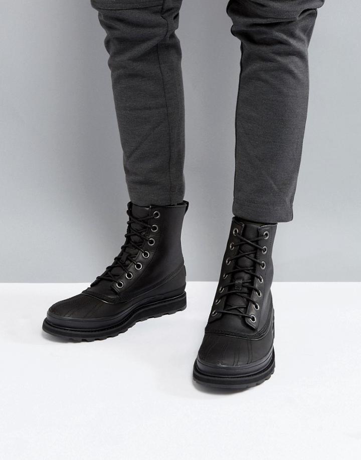 Sorel Madson Waterproof Leather Boots In Black - Black
