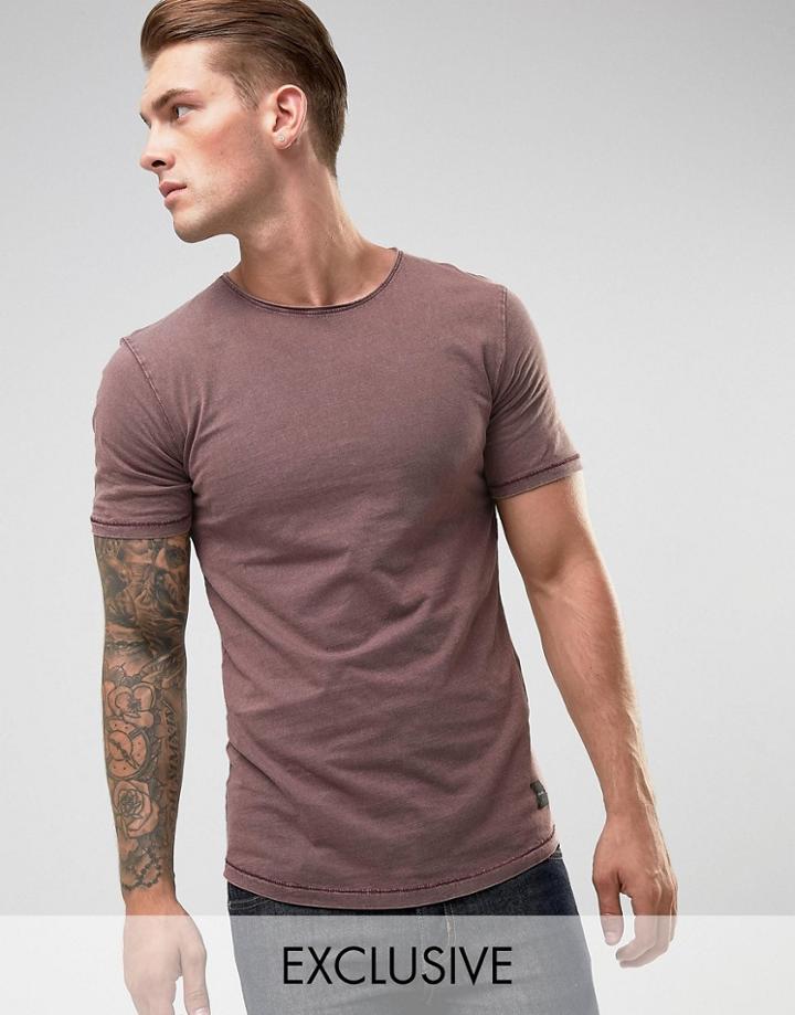 Only & Sons Long Line Dropped Hem T-shirt - Beige