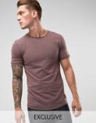 Only & Sons Long Line Dropped Hem T-shirt - Beige
