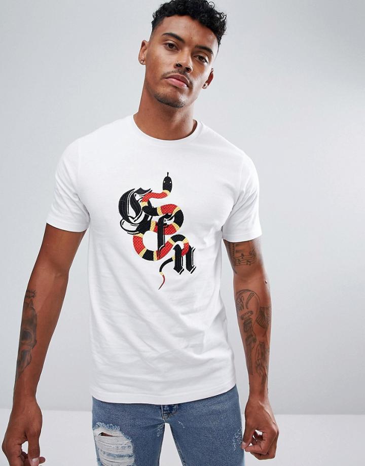 Good For Nothing Muscle T-shirt In White With Snake Logo - White