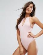 Fashion Union Scoop Swimsuit - Pink