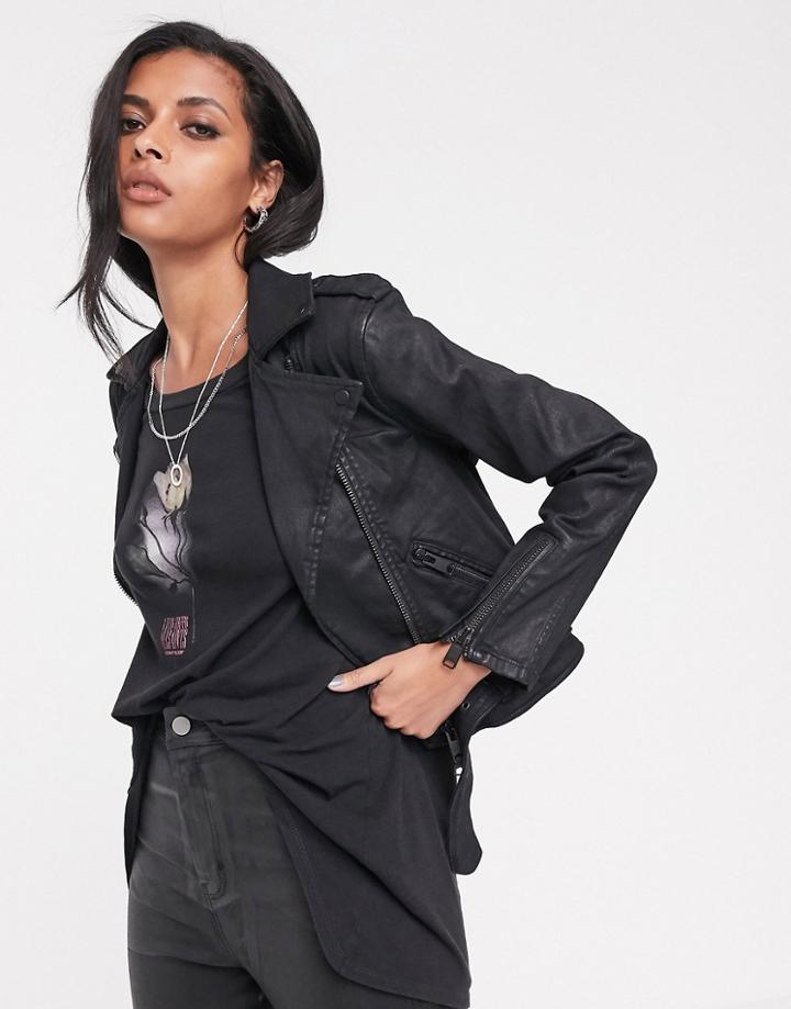 Allsaints Micah Coated Denim Biker Jacket