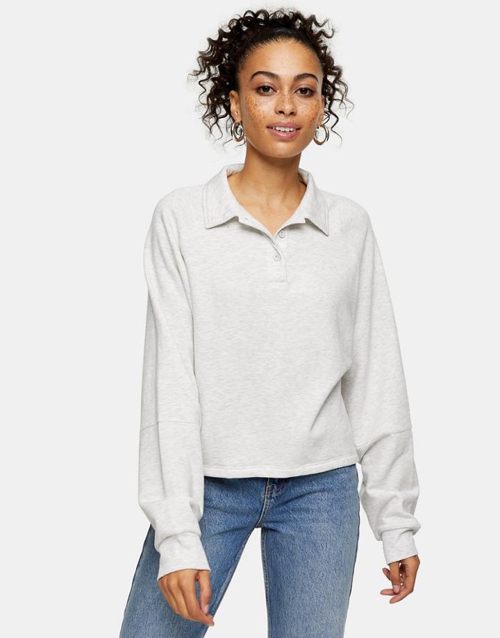 Topshop Rugby Lounge Sweatshirt In Gray Heather-grey