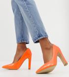 New Look Wide Fit Pointed Toe Block Heel Shoes In Orange - Orange
