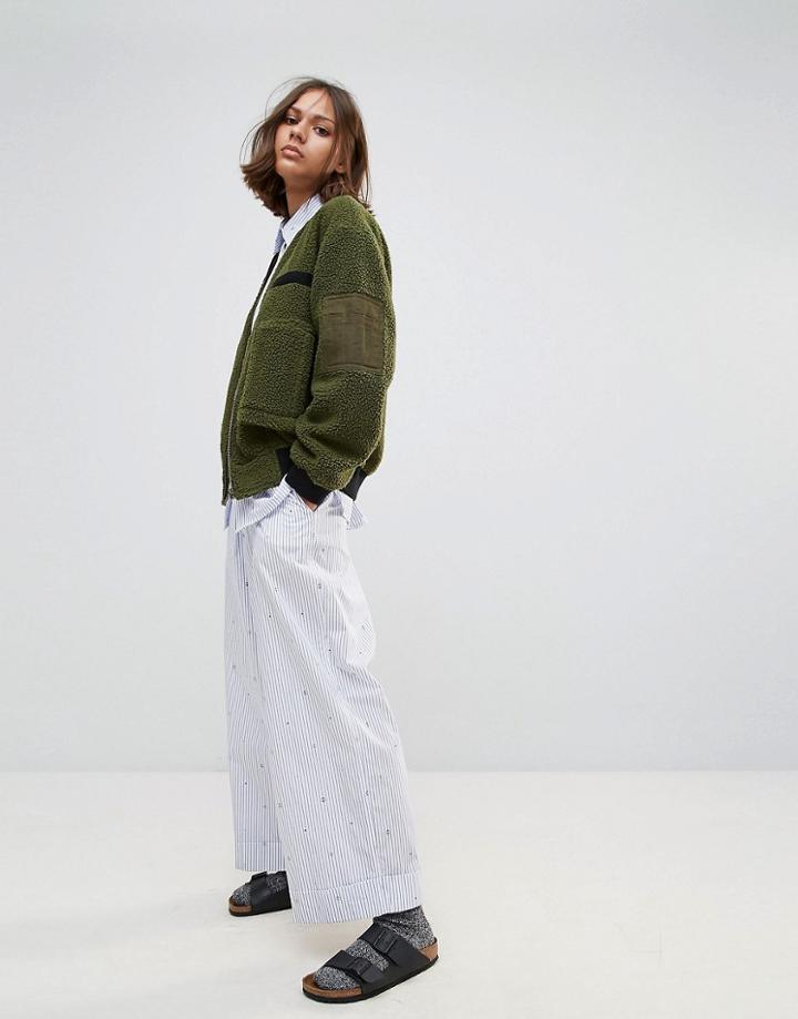 Wood Wood Marion Cropped Wide Leg Pants-blue