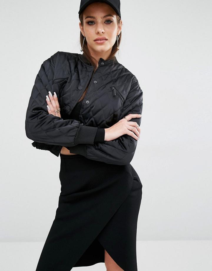 Kendall + Kylie Quilted Bomber - Black