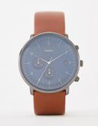 Fossil Fs5486 Chase Leather Watch In Tan 42mm - Tan