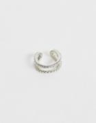 Asos Design Ear Cuff In Double Row Engraved Design In Silver Tone