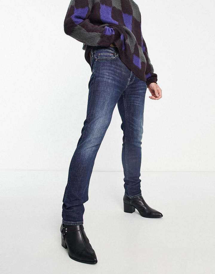 Allsaints Rex Slim Jeans In Mid Wash Blue-blues