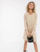 Jdy Shirt Dress With Front Detail In Beige-white