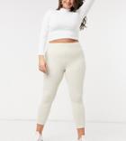 Asos Design Curve Legging With Deep Waistband In Brushed Rib-white